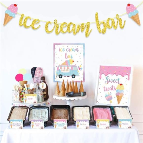 Party Supplies Ice Cream Bar Decor Kit Summer Ice Cream Sundae Bar